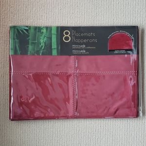 8 Red Micro-suede Placemats